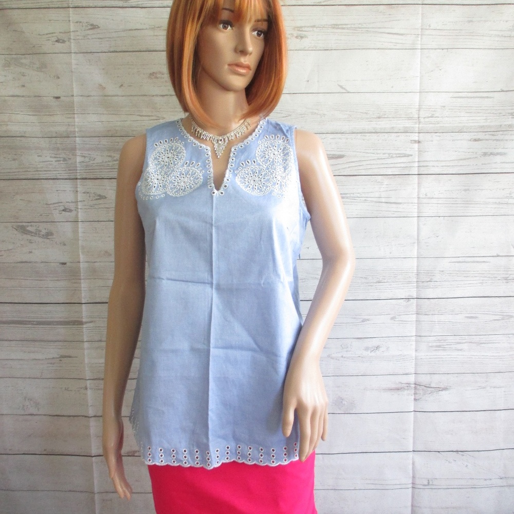 NWT - C & T pretty eyelet blouse - sz 6P - $58.00